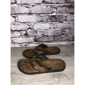 Clarks Collection Fenner Nerice Brown Braided Thong FlipFlops Sandals Women 8M